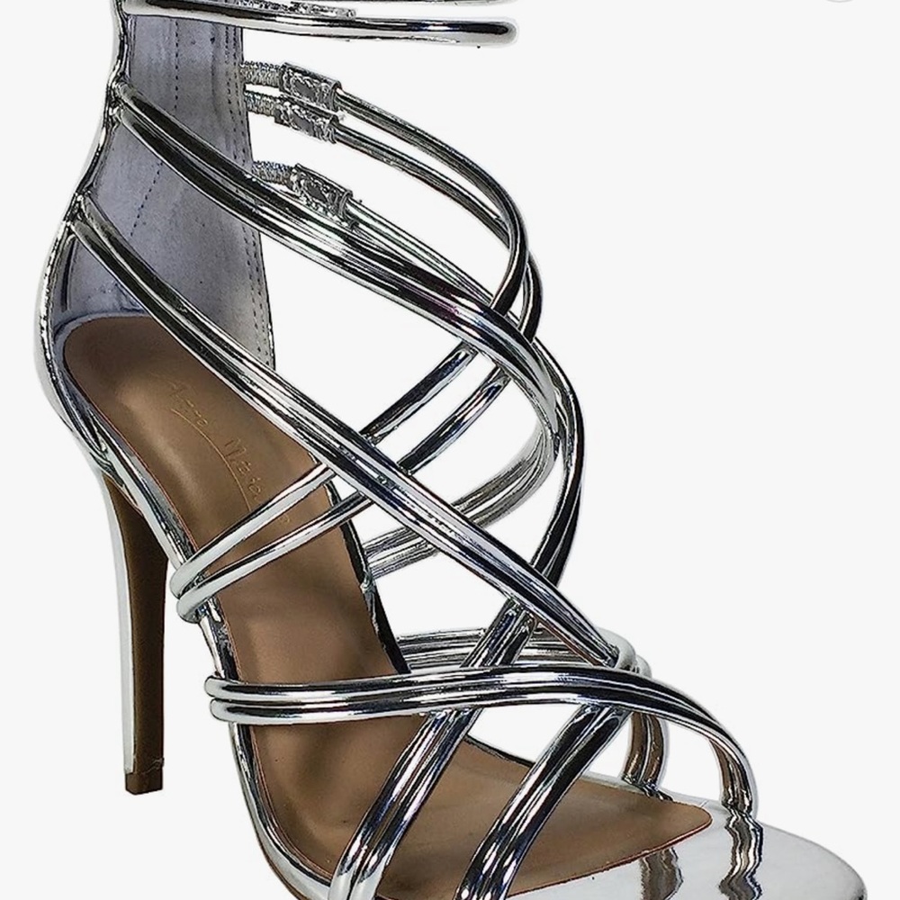 Metallic Multi Strap Heel Sandal